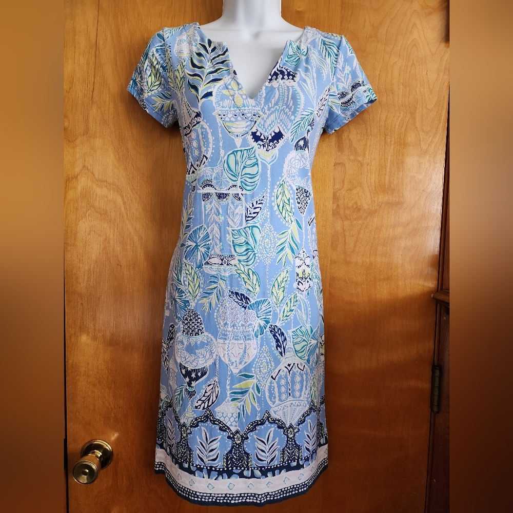 Lilly Pulitzer UPF 50+ Blue Peri Lapis Lanterns Engineered Knit Dress Size XS - Picture 2 of 11
